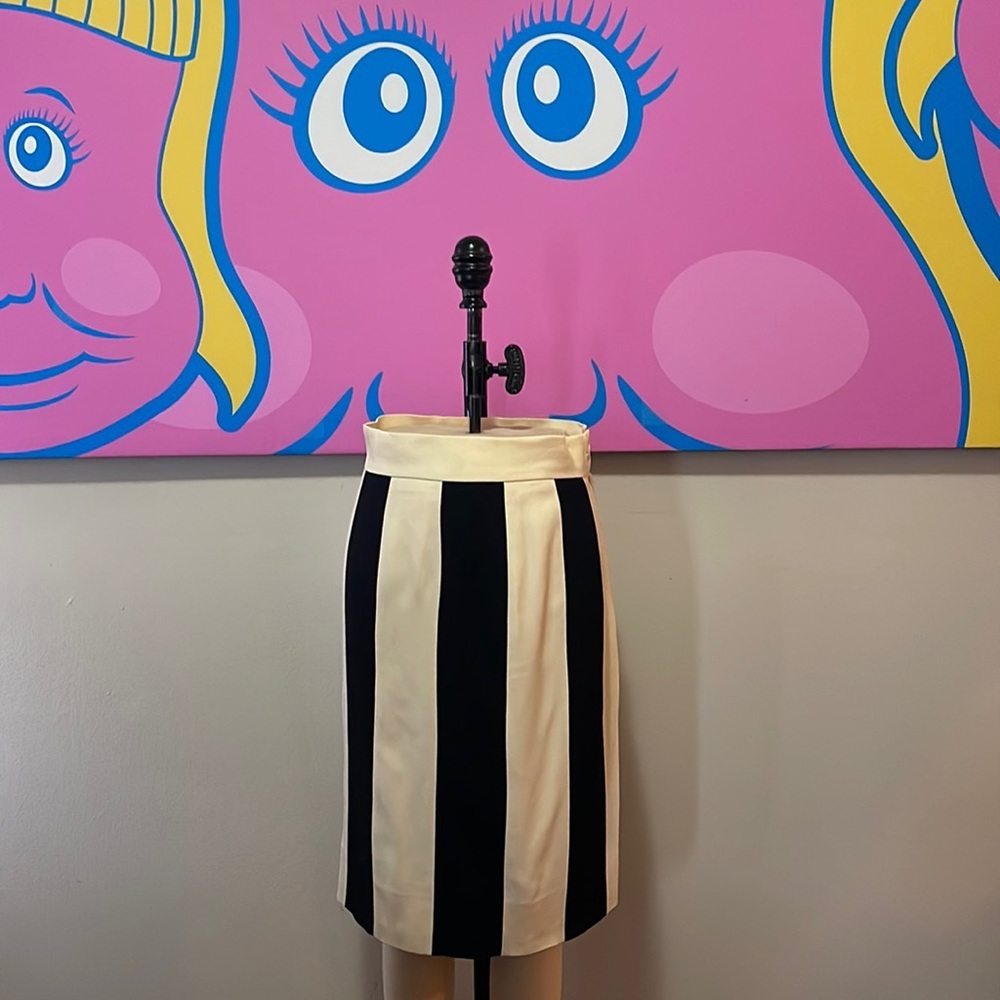 Moschino Cheap Chic Ivory Black Stripped Pencil Skirt